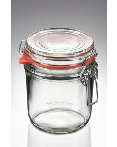 530 ml Drahtbügelglas weiß komplett (Deckel/Gummiring rot)