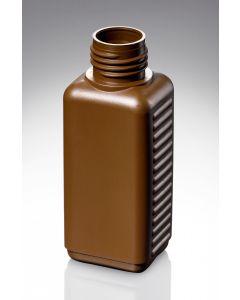 100 ml Kunststoff Fl. PE braun Typ D DIN 25 Mündung rechteckig
