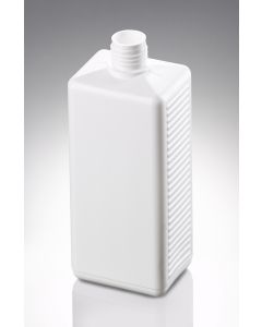500 ml Kunststoff Fl. PE weiß Typ H DIN 25 Mündung rechteckig