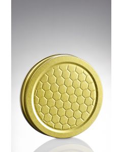 80 x 15 mm Schraubverschluss gold Weißblech mit Wabenprägung und Compound