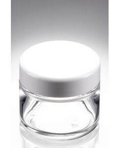 50 ml Glasdose weiß rund inklusive Schraubverschluss weiß Pressmasse