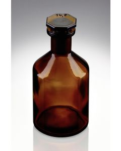 100 ml Enghals-Steilbrustflasche braun mit 14,5/23 Glasstopfen